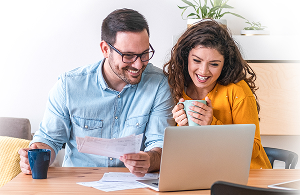 couple looking at computer