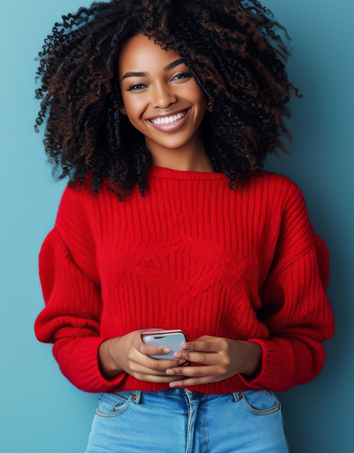 girl with phone for newsletter