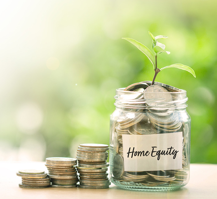 jar of change labeled home equity