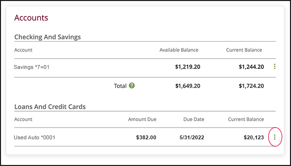 personal loan account number check