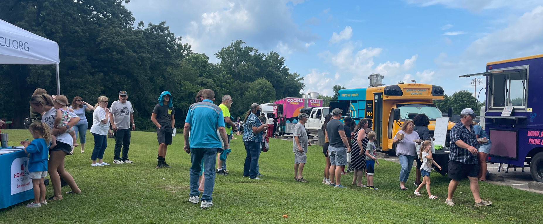 people in line for food trucks